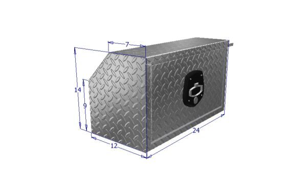 GXTX - HUB141224A - 12inch x 14inch x 24inchL HD Under Body, .100 thick diamond, drop down door