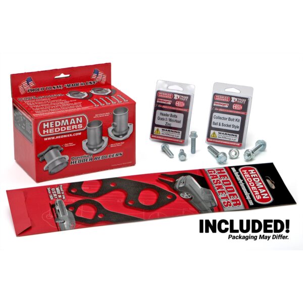 HEDMAN HEDDERS 50-STATE LEGAL HEADERS FOR 1977-1/2 - 1979 4WD FORD BRONCO, F150, F250 OR F350 TRUCK; 351M OR 400M V8; 1-3/4 IN. DIAMETER LONG TUBE, 3 IN. BALL COLLECTOR- HTC POLISHED SILVER CERAMIC-METALLIC COATED, STANDARD-DUTY MILD STEEL