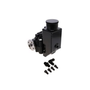 GM Type II Style Black Power Steering Pump with 14 oz Fabricated Aluminum Reservoir and Pulley Hub