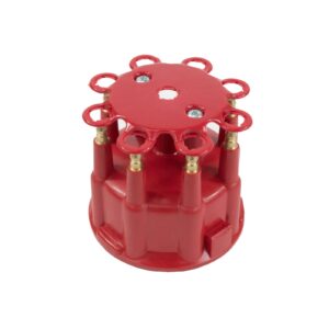 TSP Pro Billet & Ready to Run Distributor Cap and Rotor Kit; 8 Cyl Male; Red