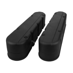 LS Valve Covers; Cast Aluminum; Smooth; w Coil Covers; Black