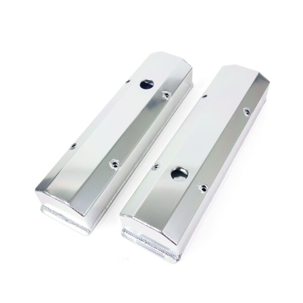 TSP Valve Covers; Fab. Alum.; Long Bolt with Holes SBC Perim.; Clear Anodized