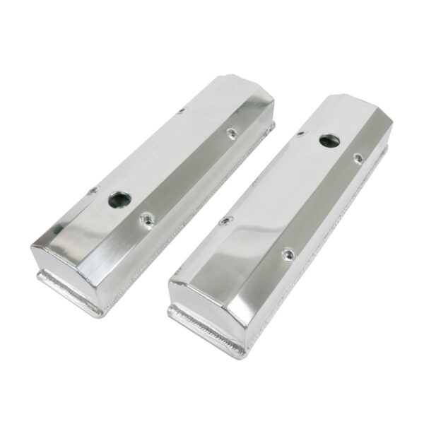 TSP Valve Covers; Fab. Alum.; Long Bolt with Holes SBC Perim.; Polished
