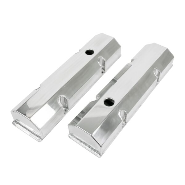 TSP Valve Covers; Fab. Alum.; Short Bolt with Holes SBC Perim.; Polished