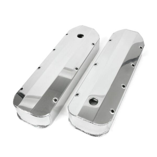 TSP Valve Covers; Fab. Alum.; Long Bolt with Holes BBC; Polished