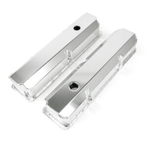 TSP Valve Covers; Fab. Alum.; Short Bolt with Holes Ford FE; Clear Anodized