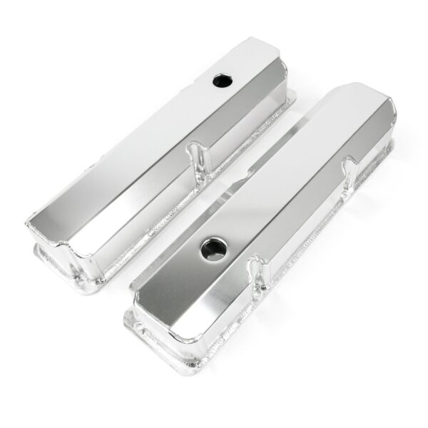 TSP Valve Covers; Fab. Alum.; Short Bolt with Holes Ford FE; Clear Anodized