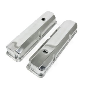 TSP Valve Covers; Fab. Alum.; Short Bolt with Holes Ford FE; Polished