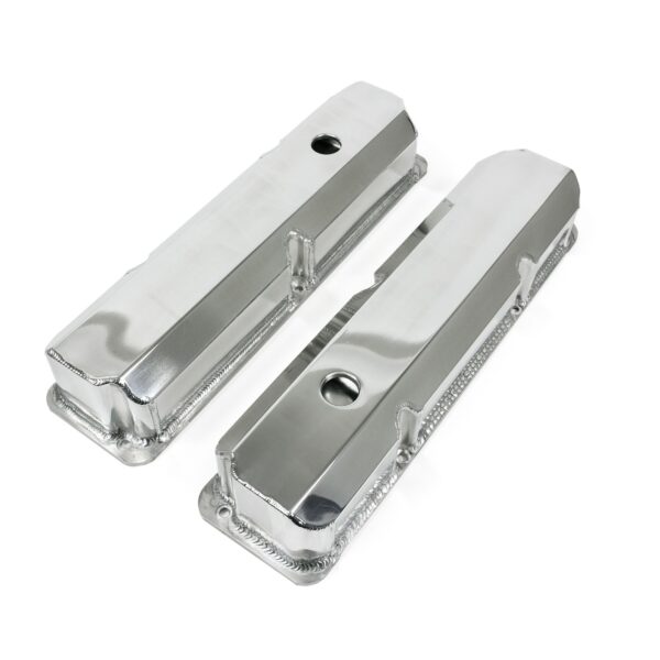 TSP Valve Covers; Fab. Alum.; Short Bolt with Holes Ford FE; Polished