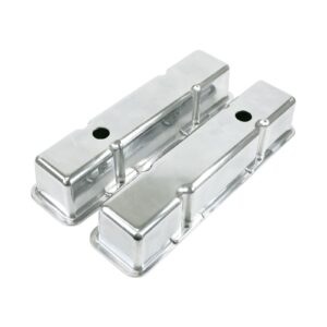 TSP Valve Covers; Cast Alum.; Smooth; Short Bolt with Holes; SBC Perim.; Polished