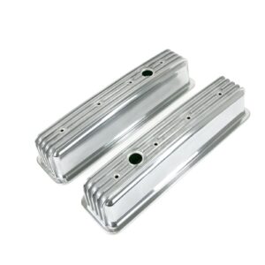 TSP Valve Covers; Cast Alum.; Finned; Long Bolt with Holes; SBC Cen.; Polished