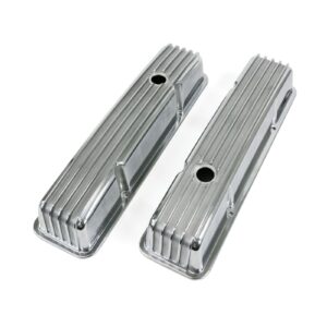 TSP Valve Covers; Cast Alum.; Finned; Long Bolt with Holes; SBC Perim.; Polished