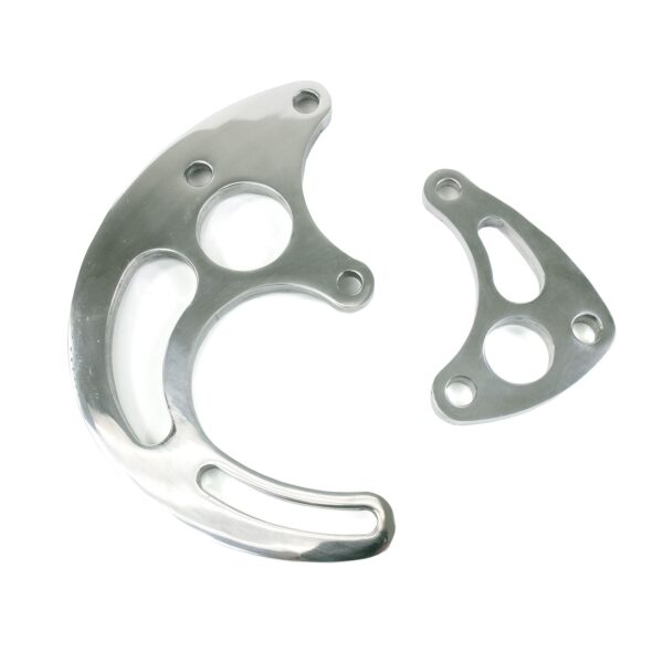 TSP Power Steering Saginaw Bracket; Aluminum BBC Long Water Pump; Polished