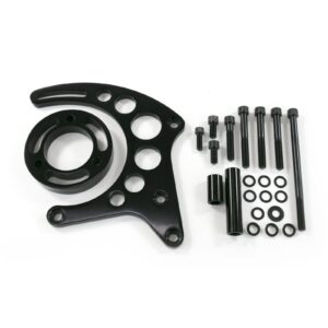 TSP Alternator 10SI Bracket; Aluminum SBC High-mount Long Water Pump; Black