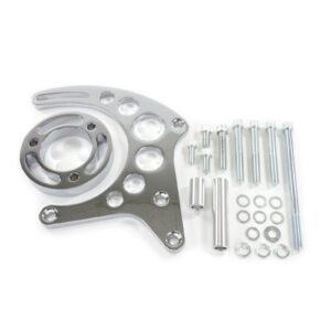 TSP Alternator 10SI Bracket; Aluminum SBC High-mount Long Water Pump; Chrome