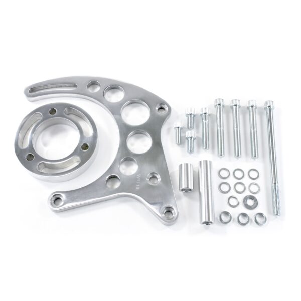 TSP Alternator 10SI Bracket; Aluminum SBC High-mount Long Water Pump; Polished