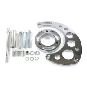 TSP Alternator 10SI Bracket; Aluminum BBC High-mount Long Water Pump; Chrome