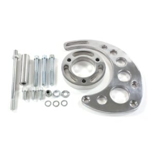 TSP Alternator 10SI Bracket; Aluminum BBC High-mount Long Water Pump; Polished