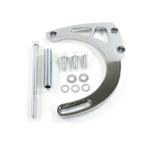 TSP Alternator 10SI Bracket; Aluminum SBC Mid-mount Long Water Pump; Chrome