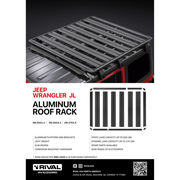 Aluminum Modular Roof Rack Jeep Wrangler JL 2018-2024 4-Door