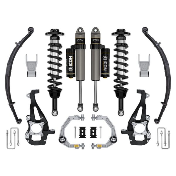 ICON 2021-2024 Ford F-150 4WD, 3.5-4.5" Lift, Stage 2 Suspension System, Billet, w/ Leaf Packs