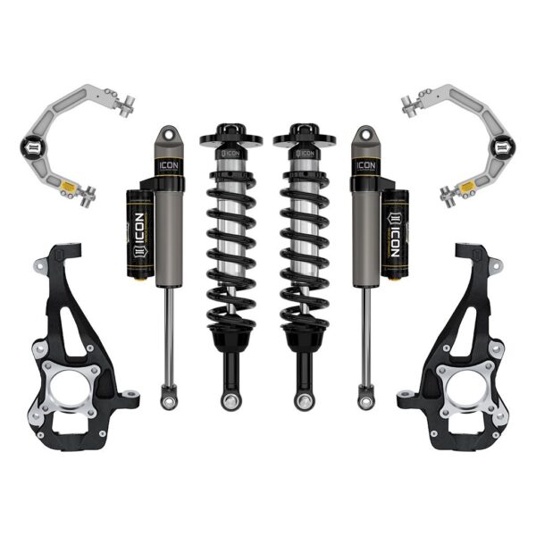ICON 2021-2024 Ford F-150 4WD, 3.5-4.5" Lift, Stage 2 Suspension System, Billet