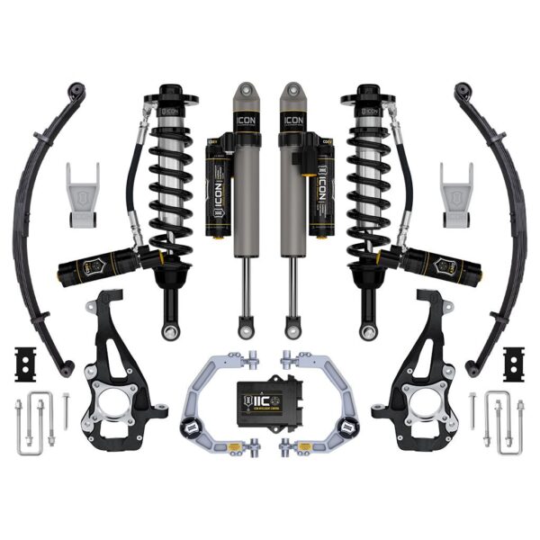 ICON 2021-2024 Ford F-150 4WD, 3.5-4.5" Lift, Stage 5 Suspension System, Billet, w/ Leaf Packs
