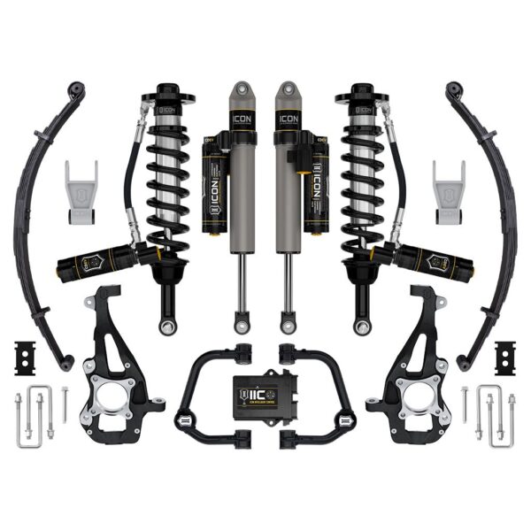 ICON 2021-2024 Ford F-150 4WD, 3.5-4.5" Lift, Stage 5 Suspension System, Tubular, w/ Leaf Packs