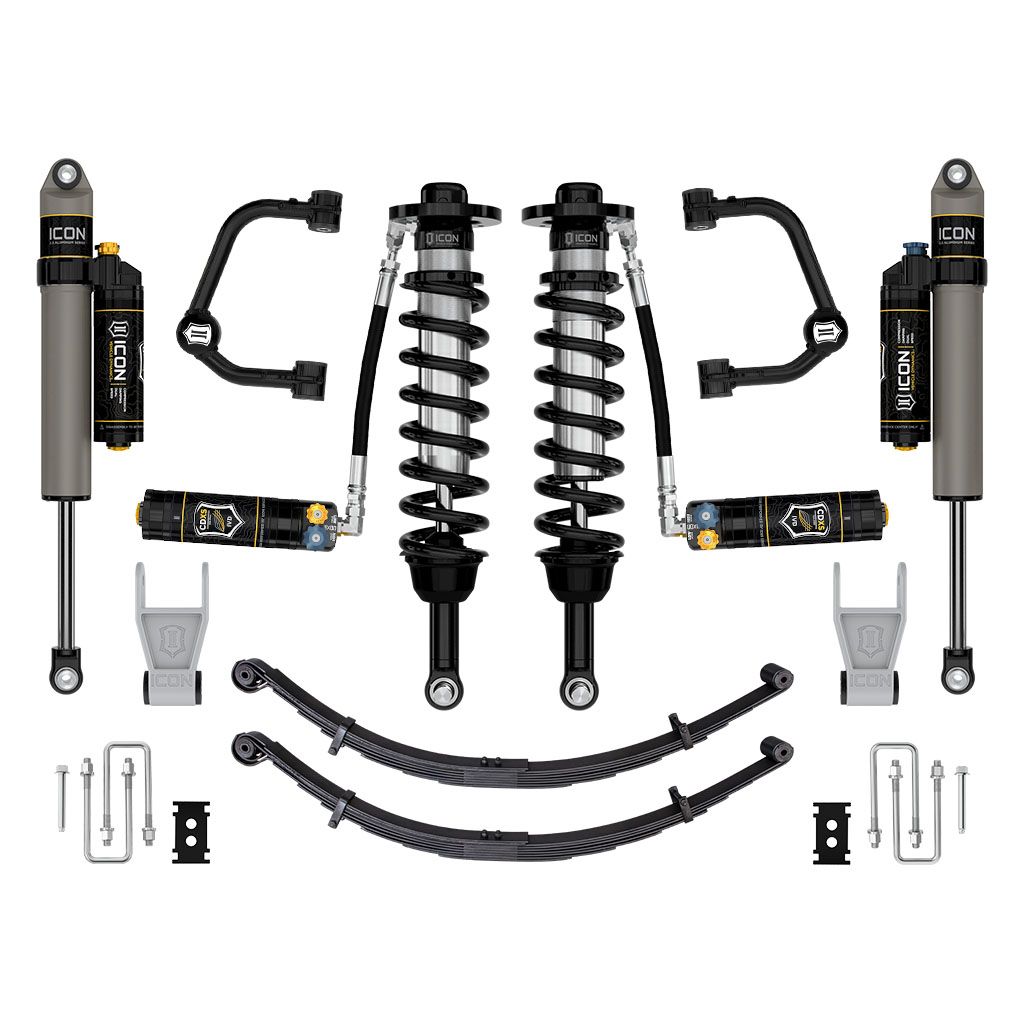 ICON 2021-2024 Ford F-150 Tremor, 2.5-3" Lift, Stage 4 Suspension System, Tubular, CDXS, w/ Leaf Packs