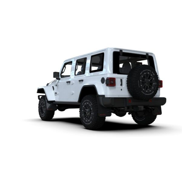 Rally Armor MF124-UR-BLK-RD - 2018-25 Jeep Wrangler Rubicon - Black Mud Flap/Red Logo
