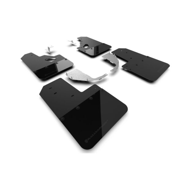 Rally Armor MF85-RR-ST-MBK -2021-25 Ford Bronco with Factory Rock Rails and Steel Rear Bumper  - Black Mud Flap/Metallic Black Logo