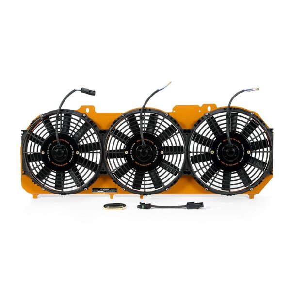 Aluminum Fan Shroud w/Controller, fits Jeep Cherokee XJ 4.0L 1989-2001, Gold