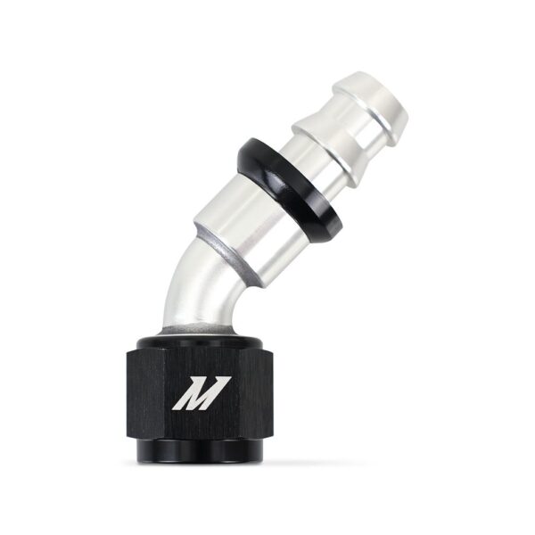 Mishimoto Push-Lock Fitting, -8AN, 45-Degree