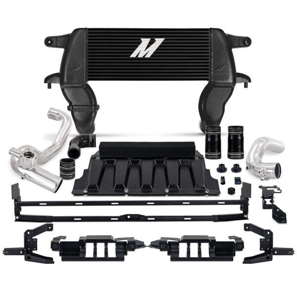 High-mount Intercooler Kit, 2021+ Ford Bronco 2.3L, Black Core, Polished Pipes