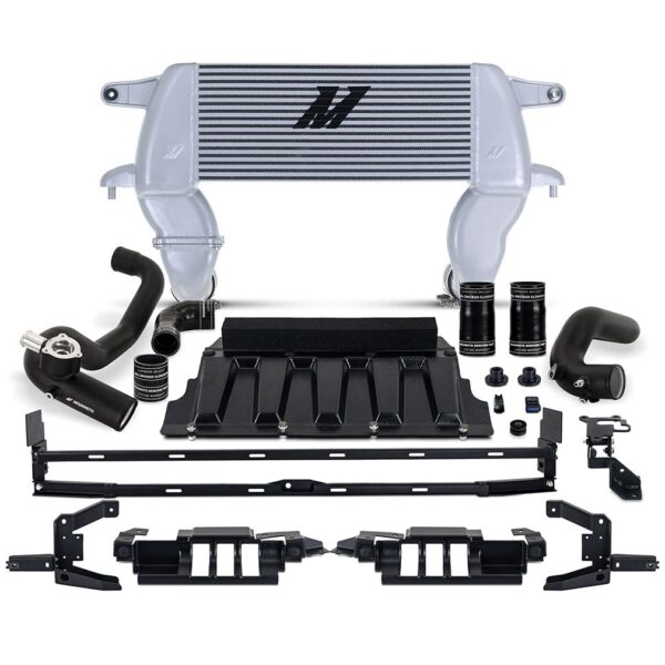 High-mount Intercooler Kit, 2021+ Ford Bronco 2.3L, Silver Core, Black Pipes