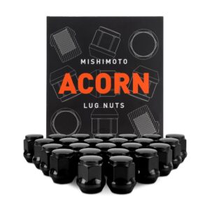 Mishimoto Steel Lug Nuts, M14x1.5, Acorn Seat, 24pc Set, Black