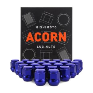Mishimoto Steel Lug Nuts, M14x1.5, Acorn Seat, 24pc Set, Blue