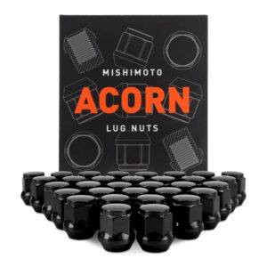 Mishimoto Steel Lug Nuts, M14x1.5, Acorn Seat, 32pc Set, Black