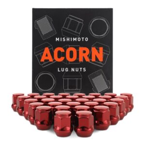 Mishimoto Steel Lug Nuts, M14x1.5, Acorn Seat, 32pc Set, Red
