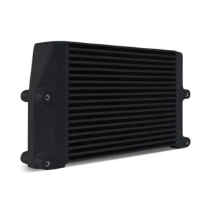 Heavy-Duty Bar and Plate Oil Cooler, 10in Core, Same-Side Outlets, Black