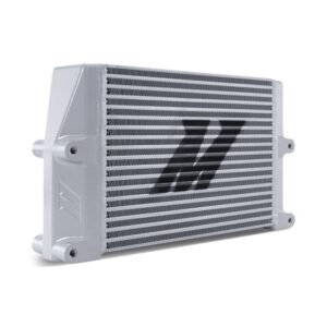 Heavy-Duty Bar and Plate Oil Cooler, 10in Core, Same-Side Outlets, Silver