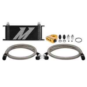 Universal Thermostatic Oil Cooler Kit, 16-Row, Black