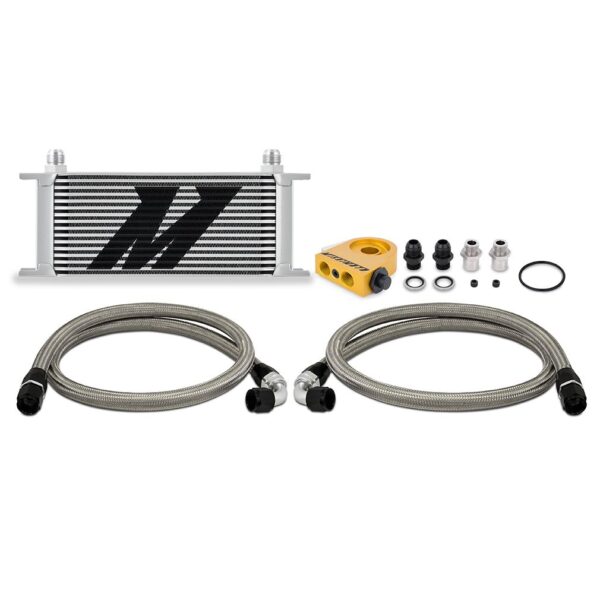 Universal Thermostatic Oil Cooler Kit, 16-Row, Silver