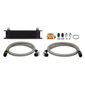 Universal Thermostatic 10 Row Oil Cooler Kit, Black