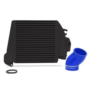 Subaru WRX 2008-2014 Top-Mount Intercooler Black Cooler, Blue Hoses