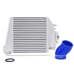 Subaru WRX 2008-2014 Top-Mount Intercooler Silver Cooler, Blue Hoses