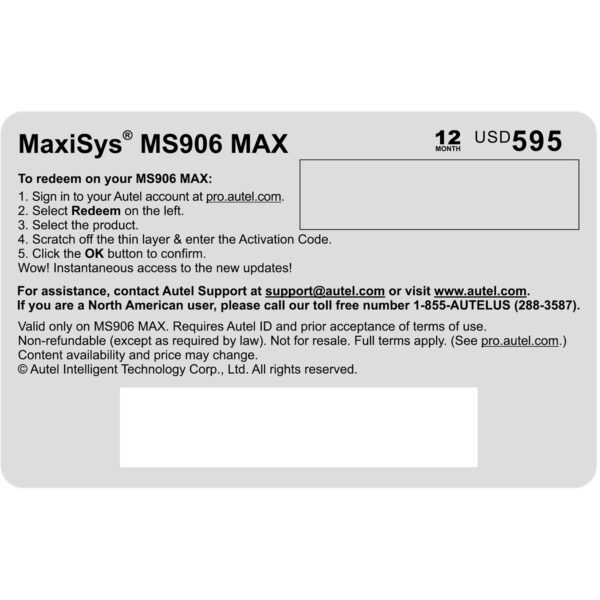 Total Care Program (TCP) Card for MS906MAX
