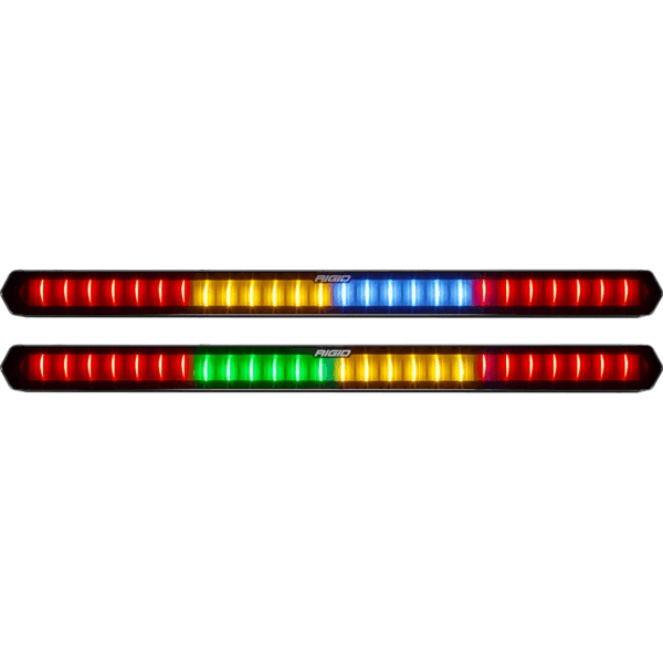 RIGID 28 inch Rear Facing LED Chase Bar with 27 Pre-Programmed Modes And 5 Colors, Black Housing, Race Compliant For Series Requiring Strobing Blue, Amber, Green And Red, Tube Mounts Included