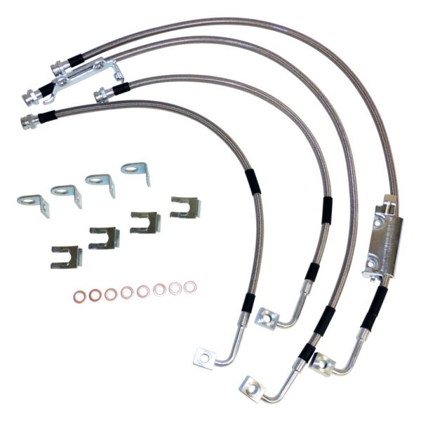 RT Off-Road Stainless Steel Brake Hose Kit for 11-18 Jeep JK Wrangler w/ Up to 6in Lift
