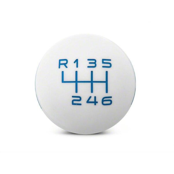 RTR White Shift Knob - Blue Engraving (11-14 GT, V6)